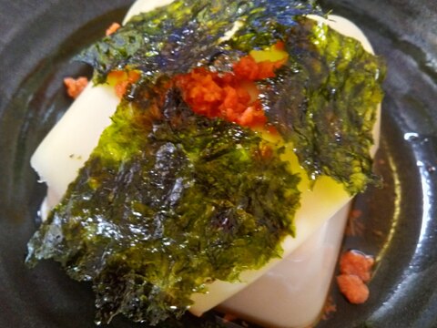 豆腐の鮭フレーク・チーズ・韓国のり乗せ